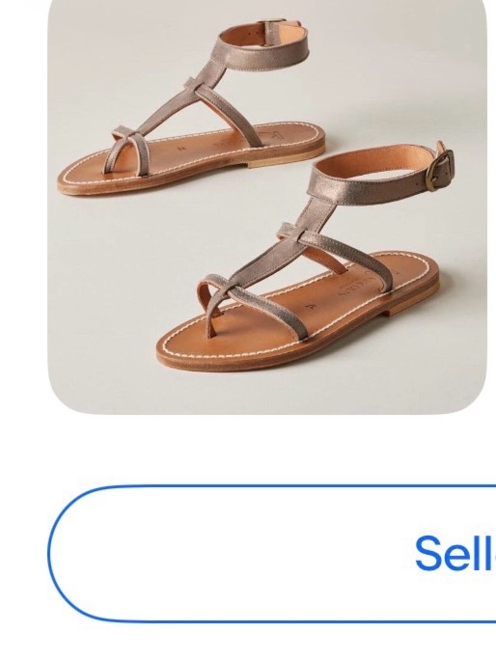 K Jacques Ankle-Strap T-Bar Sandals in Metallic Taupe - Women